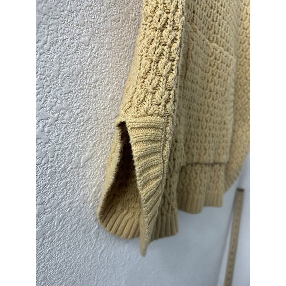 Charming Charlie Size S Tan Chunky Knit Sweater Turtle Neck Pocket GrandpaCore - Picture 4 of 12